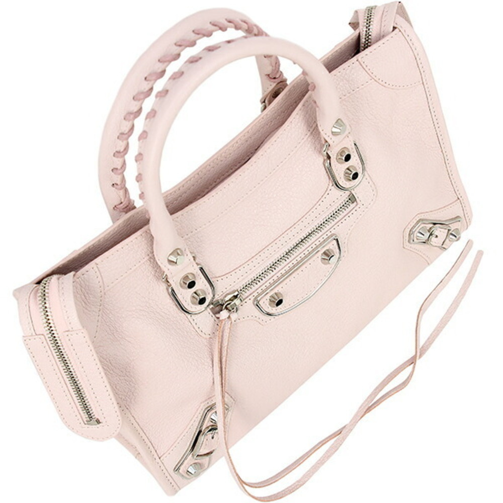 Balenciaga Classic Metallic City Shoulder Bag Rose Pink Goatskin Handbag Leather - Picture 4 of 8